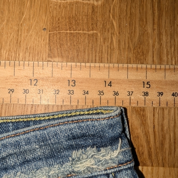 Y2K Dark Wash Low Rise Bootcut Jeans With Gold Rhinestone - Picture 4 of 9